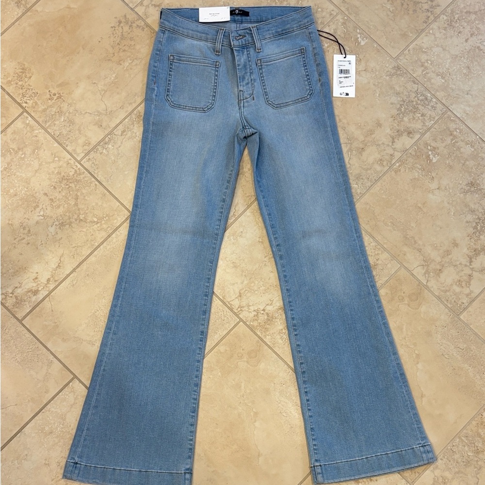 NWT 7 For All Mankind Dojo Tailorless Flare Leg Trouser Jeans